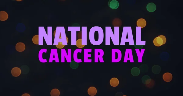 Afbeelding Van Nationale Kankerdag Zwarte Achtergrond Met Lichten Kanker Bewustzijn — Stockfoto