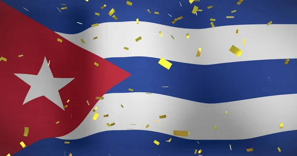 Изображение Конфетти Над Флагом Кубы Флаги Национальные Символы Концепция Патриотизма — стоковое фото