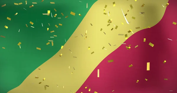 Afbeelding Van Confetti Boven Vlag Van Congo Vlaggen Nationale Symbolen — Stockfoto