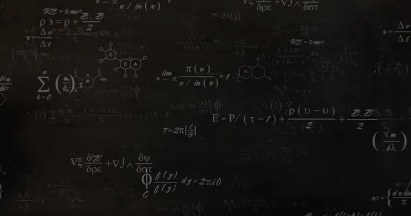 Image Mathematical Equations Black Background Global Science Technology Concept Digitally — Stock Photo, Image