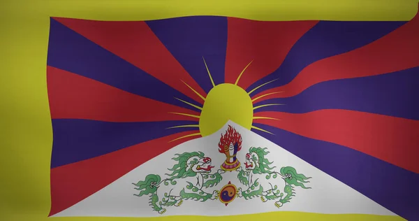 チベットの国旗を振ってのイメージ 愛国心や政治やお祝いの概念をデジタルで生み出し — ストック写真