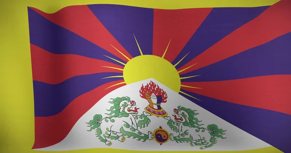 Изображение Национального Флага Тибета Машущего Рукой Патриотизм Политика Концепция Празднования — стоковое фото