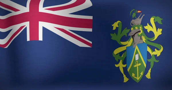 ピッケン島の国旗のイメージが手を振っている 愛国心や政治やお祝いの概念をデジタルで生み出し — ストック写真