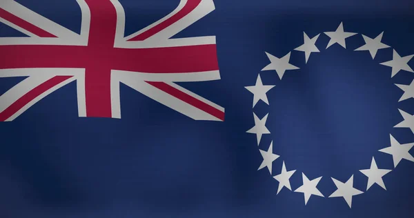 Imagem Bandeira Nacional Das Ilhas Cook Acenando Conceito Patriotismo Política — Fotografia de Stock