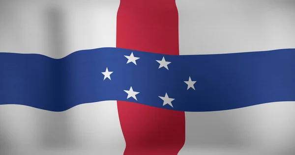 Afbeelding Van Nationale Vlag Van Nederlandse Antillen Wapperend Patriottisme Politiek — Stockfoto