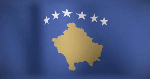 Ulusal Kosova Bayrağı Dalgalanması Vatanseverlik Siyaset Kutlama Konsepti Dijital Olarak — Stok fotoğraf