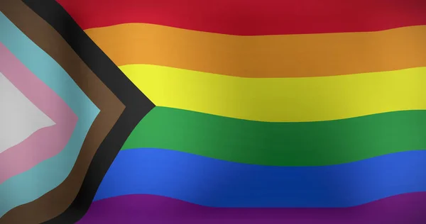 图片的Lgbt旗与最新的同性恋骄傲的颜色挥动 爱国主义 政治和庆祝概念数字生成的形象 — 图库照片
