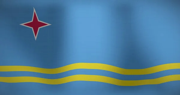 Wizerunek Narodowej Flagi Aruby Machającej Koncepcja Patriotyzmu Polityki Celebracji Generowana — Zdjęcie stockowe