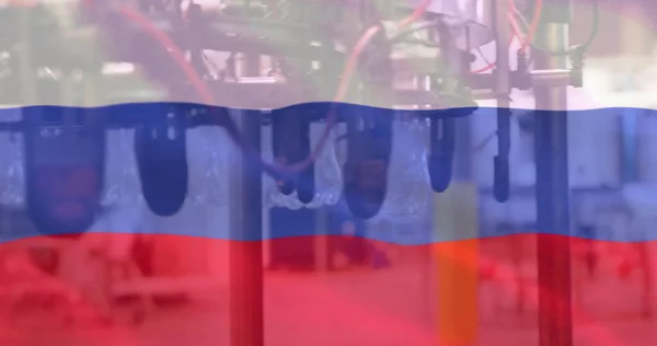 Depoda Rusya Bayrağı Var Ukrayna Krizi Uluslararası Politika Kavramı Dijital — Stok fotoğraf