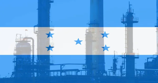 Εικόνα Της Σημαίας Του Honduras Πάνω Από Εργοστάσιο Ουκρανική Κρίση — Φωτογραφία Αρχείου