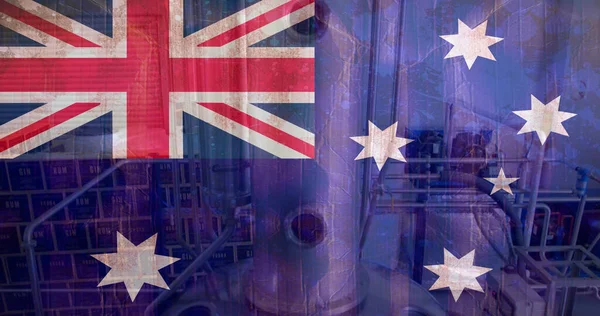 Imagen Bandera Australia Sobre Fábrica Crisis Ucraniana Concepto Política Internacional — Foto de Stock