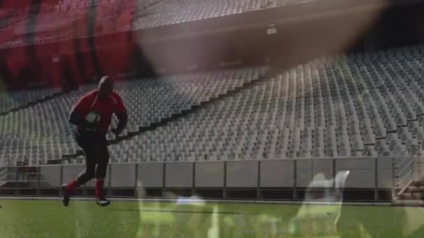 Animatie Van Rugby Wedstrijd Met Scrum Voorgrond — Stockvideo