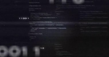 Veri işleme animasyonu ve siyah arkaplandaki numaralar. veri işleme, bilgisayarlar ve teknoloji konsepti dijital olarak oluşturulmuş video.
