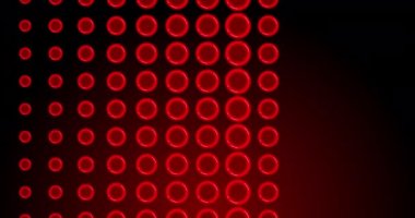 Kırmızı arka planda görünen kırmızı dairelerin animasyonu. Bilim, insan biyolojisi, vücut, hücreler ve tıp konsepti dijital olarak üretilen video.