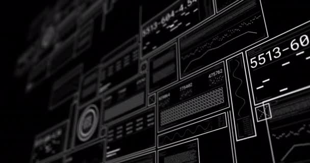 Анимация Обработки Данных Черном Фоне Глобальный Бизнес Цифровой Интерфейс Концепции — стоковое видео