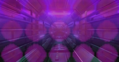 Dijital tünelde hareket eden şekiller. küresel veri işleme, bağlantılar ve dijital arayüz konsepti dijital olarak oluşturulmuş resim.