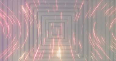 Beyaz kareler üzerinde ışık izlerinin görüntüsü. küresel veri işleme, bağlantılar ve dijital arayüz konsepti dijital olarak oluşturulmuş resim.