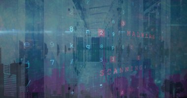 Bilgisayar sunucularında işlenen siber saldırı uyarı verilerinin görüntüsü. küresel internet güvenliği, bilgisayar ve veri işleme kavramı dijital olarak oluşturulmuş görüntü.