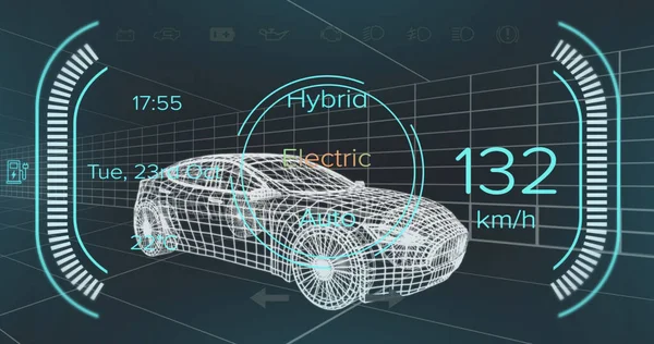 Obrázek Údajů Stavu Tachometru Výkonu Rozhraní Hybridního Vozidla Přes Model — Stock fotografie