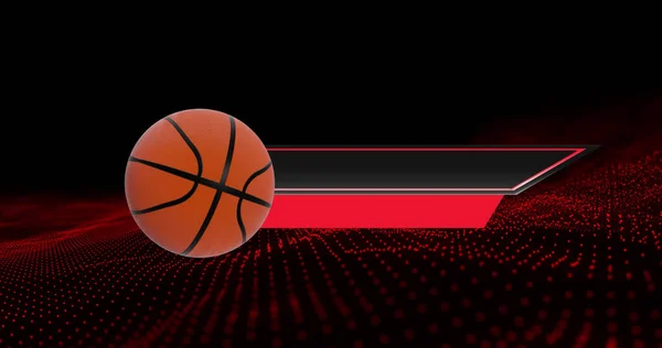 Image Basketball Moving Black Red Banners Undulating Dark Red Background — Stock Photo, Image