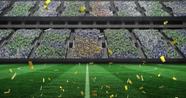 Image Confettis Tombant Sur Stade Sport Vide Célébration Victoire Sport — Photo