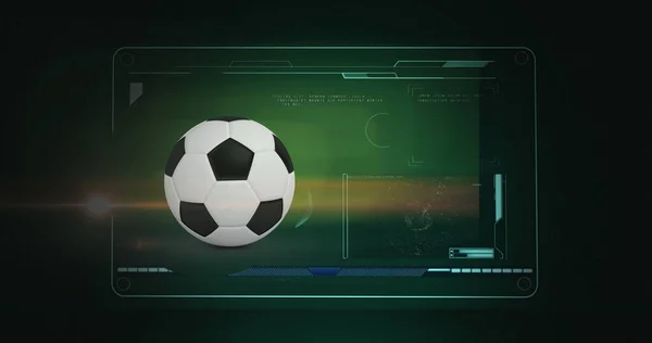 축구에 데이터 이미지가 배경에 있습니다 스포츠 디지털 인터페이스 디지털 이미지 — 스톡 사진