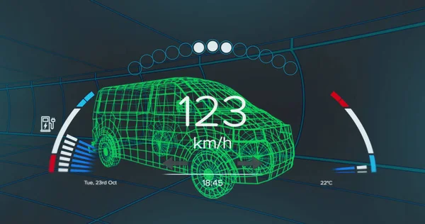 Hız Göstergesi Güç Göstergesi Boyutlu Minibüs Modeli Ulaşım Yakıt Teknolojisi — Stok fotoğraf