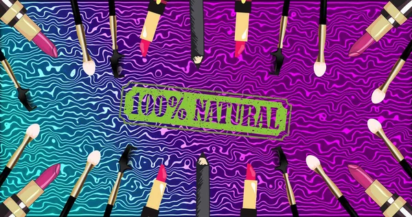 Bild 100 Procent Naturlig Text Med Läppstift Och Makeup Över — Stockfoto