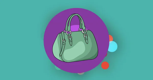 Image Blue Handbags Colourful Circles Blue Background Fashion Social Network — Stock Photo, Image