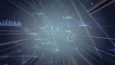 Mavi arkaplanda veri işleme animasyonu. dijital arayüz ve veri işleme kavramı dijital olarak oluşturuldu.