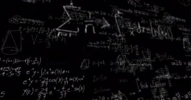 Siyah arkaplanda veri işleme ve şekillerin animasyonu. küresel bilim ve dijital arayüz kavramı dijital olarak oluşturulmuş video.