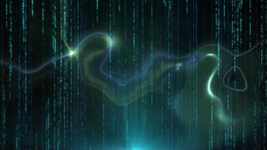 Siyah arkaplan üzerindeki veri işleme ve şekillerin animasyonu. dijital arayüz ve veri işleme kavramı dijital olarak oluşturuldu.