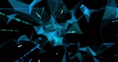 Siyah arkaplan üzerindeki veri işleme ve şekillerin animasyonu. dijital arayüz ve veri işleme kavramı dijital olarak oluşturuldu.