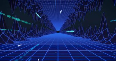 Siyah arkaplan üzerinde veri işleme ve dijital tünelin animasyonu. dijital arayüz ve veri işleme kavramı dijital olarak oluşturuldu.