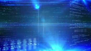 Siyah arkaplan üzerinde veri işleme animasyonu. dijital arayüz ve veri işleme kavramı dijital olarak oluşturuldu.