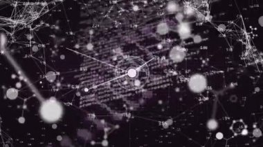 Siyah arka planda veri işleme ve DNA iplikçiklerinin animasyonu. küresel bilim ve dijital arayüz kavramı dijital olarak oluşturulmuş video.