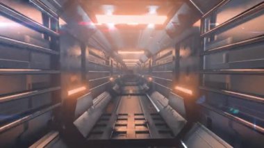 Tünelin üzerindeki ışık izlerinin animasyonu. küresel teknoloji ve dijital arayüz kavramı dijital olarak oluşturulmuş video.