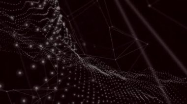 Siyah arkaplanda fotokopi uzayına karşı parlayan bağlantı ağlarının dijital animasyonu. teknoloji arkaplan kavramı