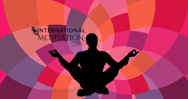 Animation Silhouette Homme Méditant Sur Texte Journée Internationale Méditation Méditation — Video
