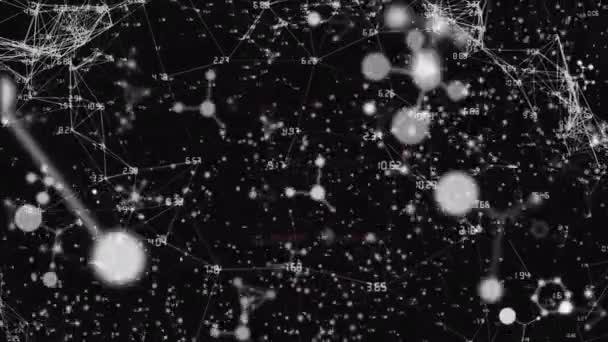 Анимация Обработки Данных Отпечатка Руки Черном Фоне Глобальная Наука Концепция — стоковое видео