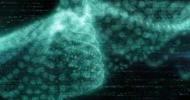 Siyah arkaplan üzerinde veri işleme animasyonu. dijital arayüz ve veri işleme kavramı dijital olarak oluşturuldu.