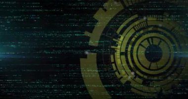 Siyah arkaplan üzerinden veri işleme ve tarama animasyonu. dijital arayüz ve veri işleme kavramı dijital olarak oluşturuldu.