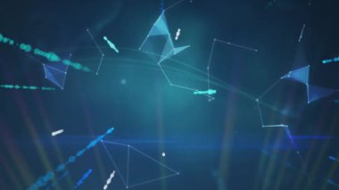 Siyah arkaplan üzerindeki veri işleme ve şekillerin animasyonu. dijital arayüz ve veri işleme kavramı dijital olarak oluşturuldu.