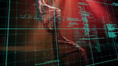 3D DNA iplikçikleri üzerinde veri işleme animasyonu dönüyor. küresel bilim, hesaplama, veri işleme ve dijital arayüz kavramı dijital olarak oluşturulmuş video.