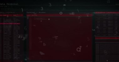 Güvenlik kilidi simgesi ve mikroişlemci bağlantılarına karşı birden fazla değişen numara ve harf. siber güvenlik teknolojisi kavramı