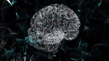 Siyah arka planda veri işleme ve beyin animasyonu. küresel bilim ve dijital arayüz kavramı dijital olarak oluşturulmuş video.