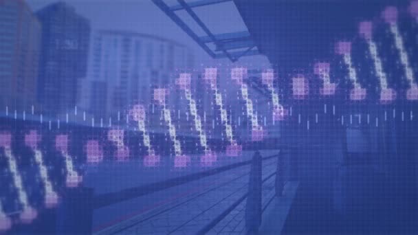 Struttura Del Dna Filatura Cardiofrequenzimetro Contro Traffico Cittadino Concetto Ricerca — Video Stock