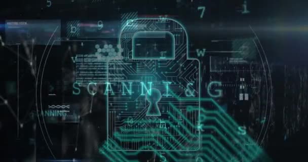 Ikona Zámku Zabezpečení Zpracování Dat Kybernetické Bezpečnosti Proti Síti Připojení — Stock video
