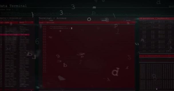 Wiele Zmieniających Się Cyfr Liter Przed Ikoną Blokady Zabezpieczeń Mikroprocesorowymi — Wideo stockowe
