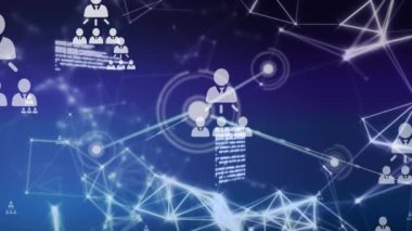 Mavi arkaplanda veri işleme animasyonu. dijital arayüz ve veri işleme kavramı dijital olarak oluşturuldu.